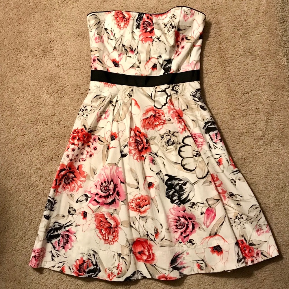WHBM Floral Strapless Dress Size 2